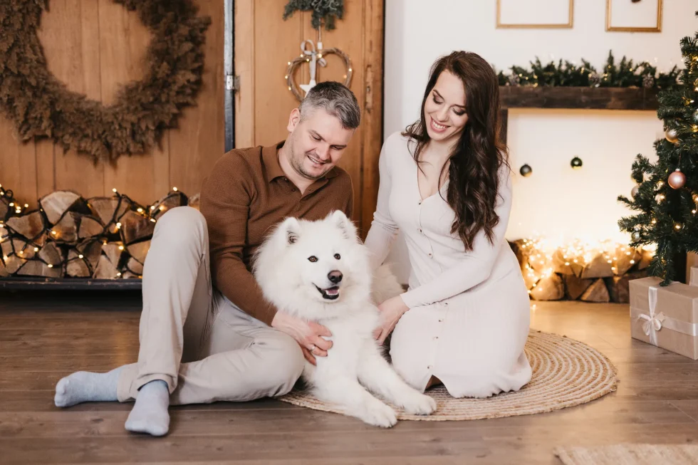 karácsonyi családi hangulatfotózás kutyával Kecskemét
